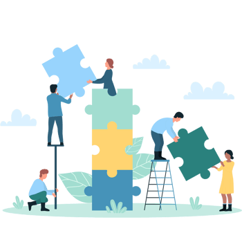 illustrated design - People helping each one another to build illustrated design - People helping each one another to build